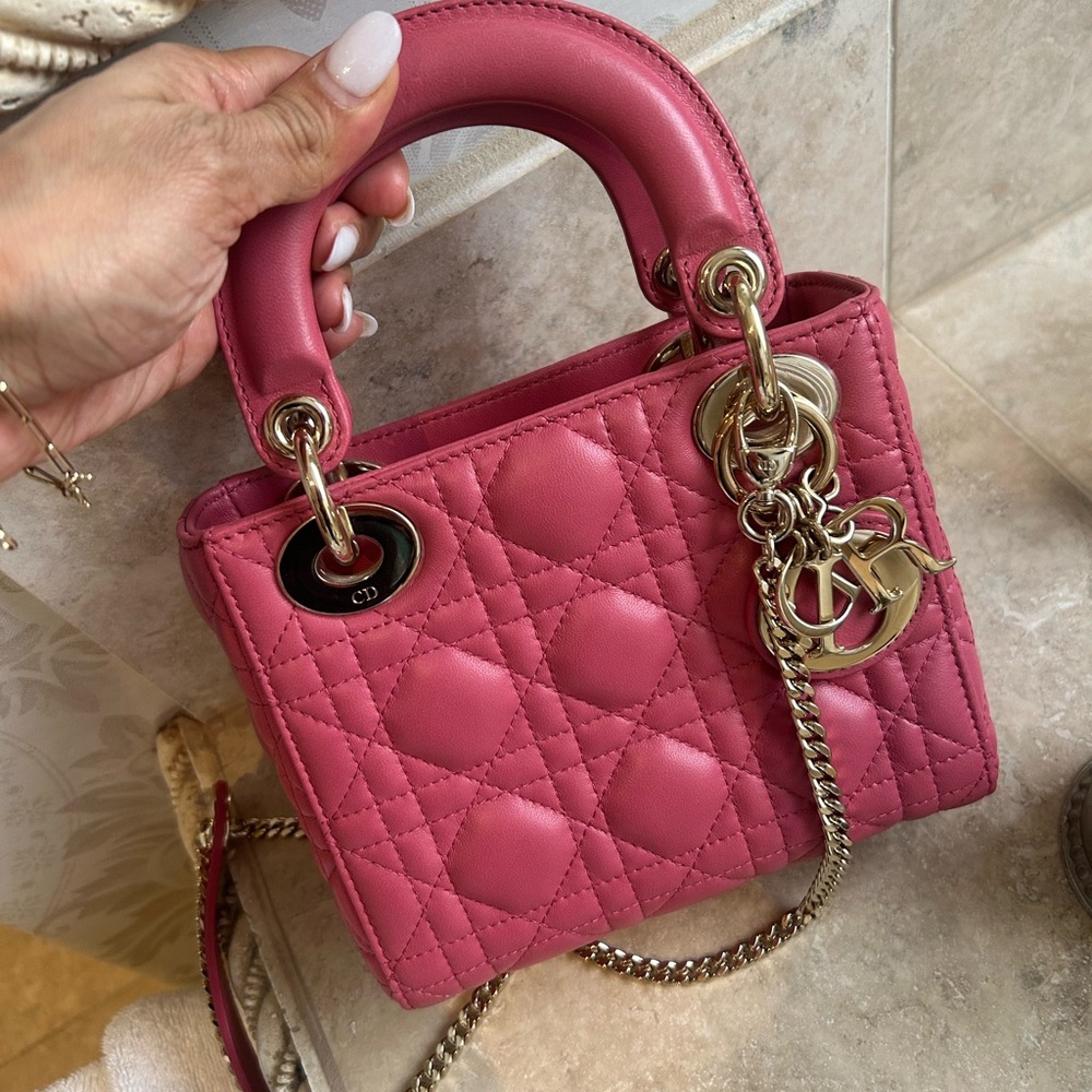 Mini Lady Dior classic bag pink - Picture 12 of 13